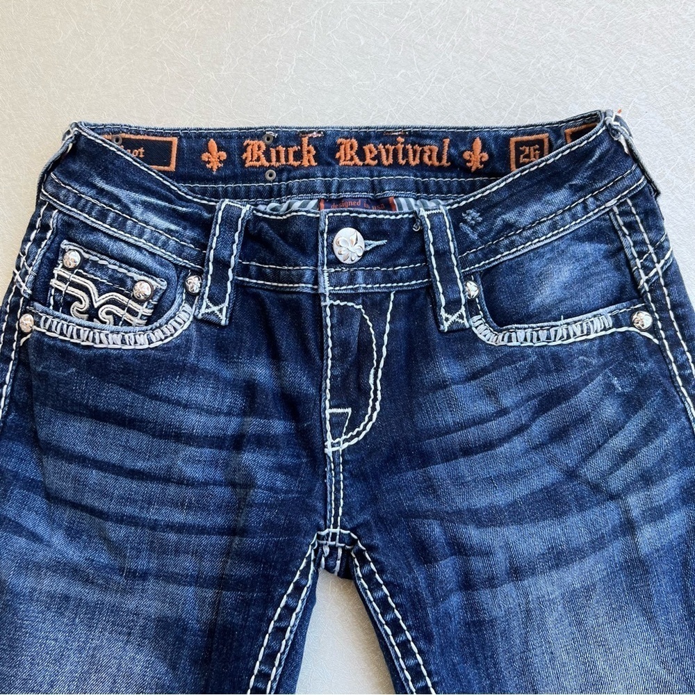 Rock Revival Boots Jeans with Vintage Fade Women Size 26 - Picture 4 of 11